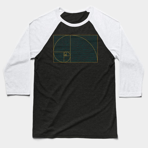 Fibonacci Sequence Numbers Behind Golden Ratio Spiral Baseball T-Shirt by Huhnerdieb Apparel